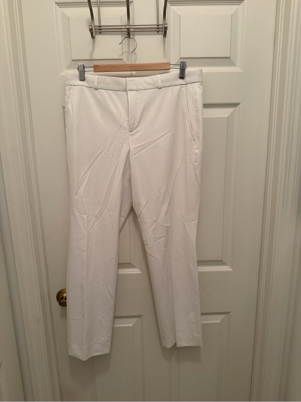 Banana Republic White Straight-Leg Ponte Trousers